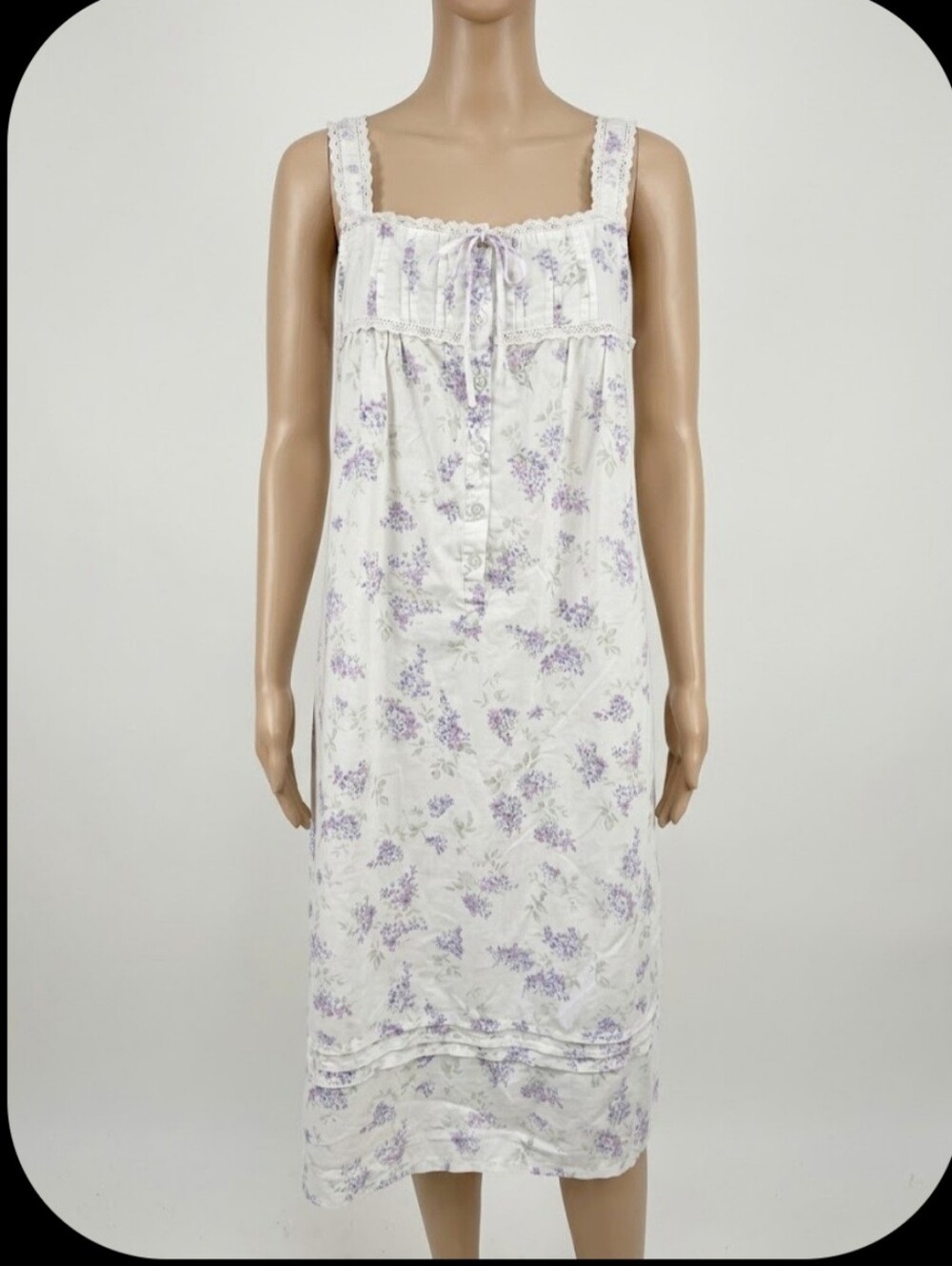 Allyson Whitmore Floral Sleeveless Cotton Blend Nightgown Sz M Lounge